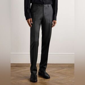 Canali Men’s Tessuto 100% Wool Men’s Black Formal Pants/Slacks